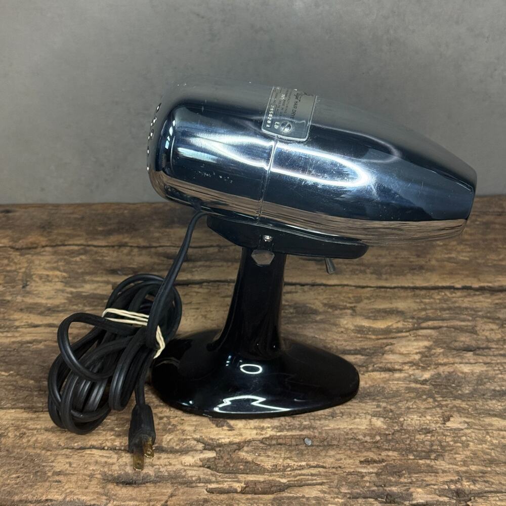 Vintage 1950s Oster MR Airjet Hair Dryer Model 202 Chrome Pedestal Stand Works